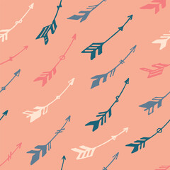 Decorative boho arrows vector seamless ornament. Ethnic navajo design. Indigenous indian motif.