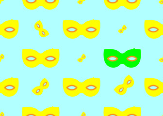 Yellow carnival mask. seamless texture.