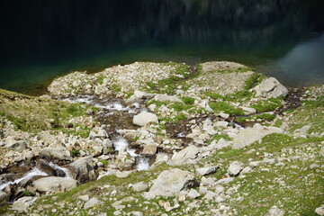 Panorama um den Langsee von den Spronser Seen, hochalpine Bergseen in der Texelgruppe in Südtirol