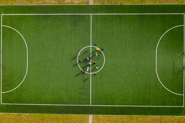 Top view of the football field. Aerial view. © Nikname