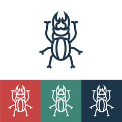 Line icon with horned beetle
