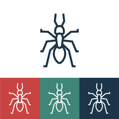 Linear vector icon with ant - obrazy, fototapety, plakaty