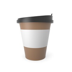 Paper Coffee Cups on white background. Collection 3d Coffee Cup Mockup. 3d Template.