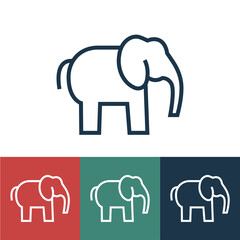 Linear vector icon with elephant