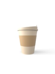 Paper Coffee Cups on white background. Collection 3d Coffee Cup Mockup. 3d Template.