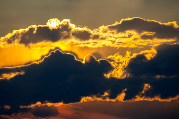 brightly contrasting cloudy sky at sunset