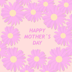Fototapeta na wymiar happy mother's day on pink background surrounded by lilac flowers