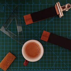 Handmade leather watch strap pieces and espresso