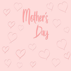 happy mothers day surrounded by hearts on pink background