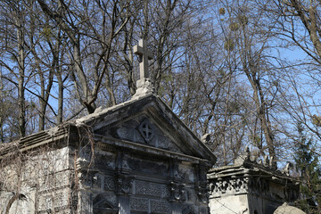 Fototapeta premium stone cross on the grave