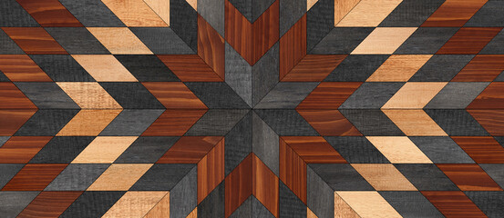 Wood texture background. Wooden panel with geometric pattern for wall decor. 
