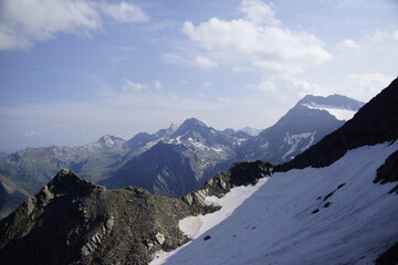 Aussicht von der Zwickauer Hütte / Planfernerhütte, der Berghütte im Gurgler Kamm der Ötztaler Alpen in Südtirol