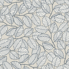 Seamless pattern with elm tree branches and leaves for surface design and other design projects