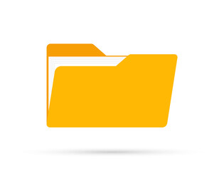 Yellow folder icon with documents isolated on white background. Vector illustration. Flat style. EPS-10