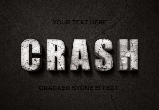 Cracked Stone Sign Text Effect Mockup