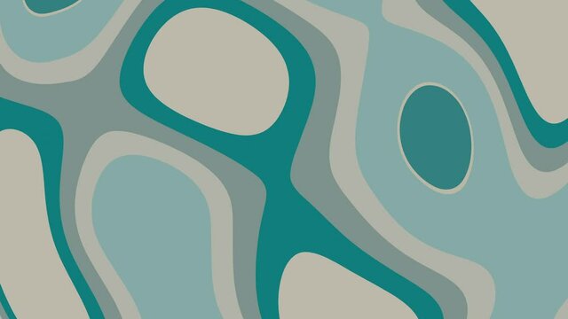 60's 70's Pop-Art abstract background animation, inspired by lava lamps and hippie culture with colours: blue,green, turquoise, ivory.