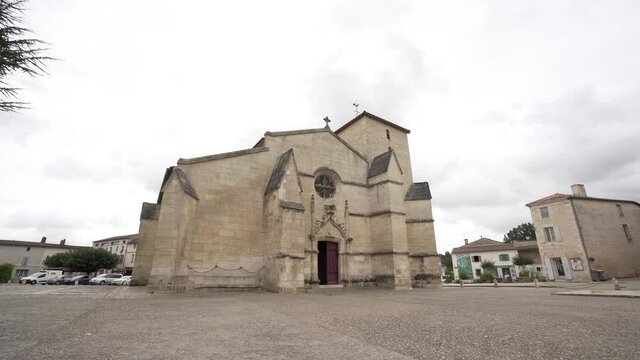 Front of the Romanesque Church of the Holy Trinity at Coulon, Poitevin village, South of France