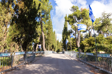 11-04-2021. jerusalem-israel. Mount Herzl Park, decorated for official ceremonies on Israeli Independence Day