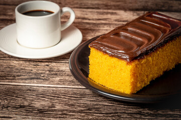 Carrot cake with coffee