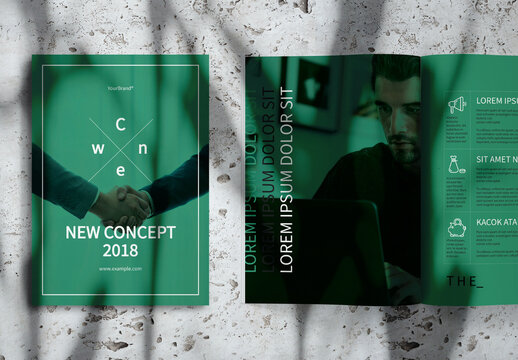 Brochure Layout with Green Accent