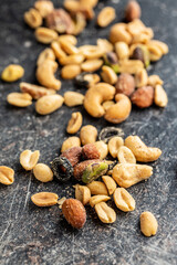 Mix of salted nuts.