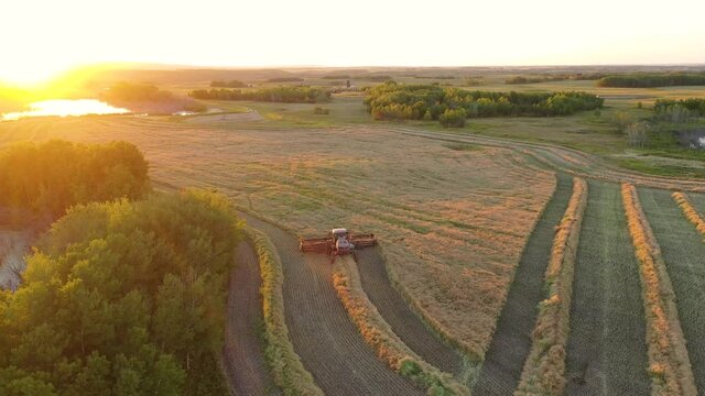 Ariel Video of Combining Field Harvest