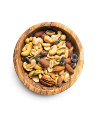 Mix of salted nuts in bowl.