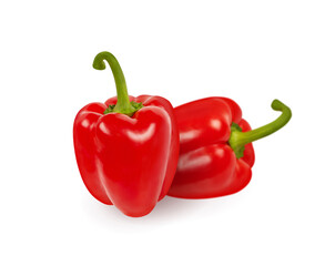Whole Paprika or Red Sweet Pepper Isolated on White