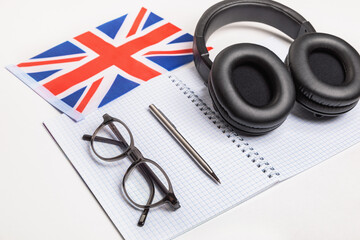 Learning foreign languages in the UK with audio recordings and headphones