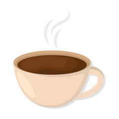 Hot coffee cup with steam - Vector illustration