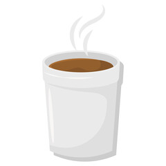 Hot coffee cup with steam - Vector illustration