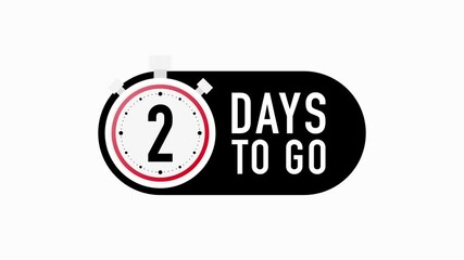 Timer number two days to go countdown motion template on white background. Motion graphic.
