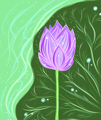 Beautiful pink flower on green background