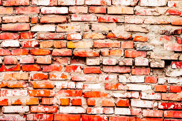 Texture of a brick wall with cracks and scratches which can be used as a background