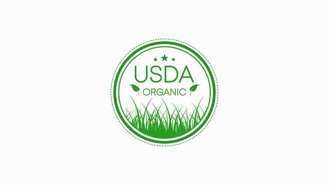 Green icon. Logo, icon, label. Organic, bio, eco symbol. Natural product. Vegetarian healthy food. Organic, bio, eco symbol. Natural product. Motion graphic.