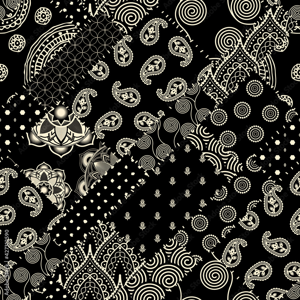 Poster Patchwork textile pattern. Seamless quilting design background.