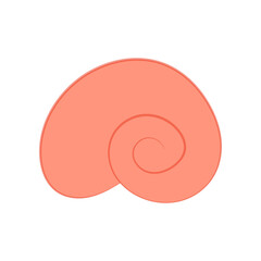Orange sea shell. Stock vector illustration isolated on white background. Orange seashell, seaside or beach, summer vacation, simple vector flat illustration. Can be used as an icon, symbol or sign.