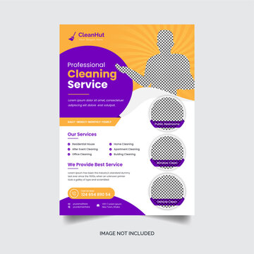 Cleaning service Marketing material Design flyer brochure template wash house office ads