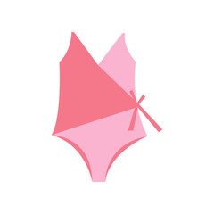 Pink swimsuit, summer beach clothes. Stock vector illustration isolated on white background. Women's swimsuit, summer vacation, simple vector flat illustration. Can be used as an icon, symbol or sign.
