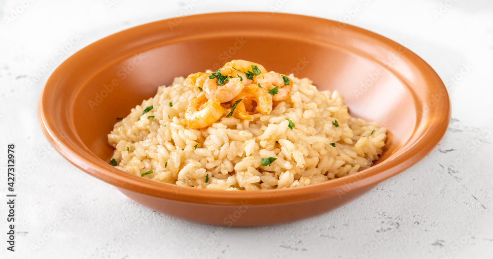 Sticker Portion of risotto with prawn