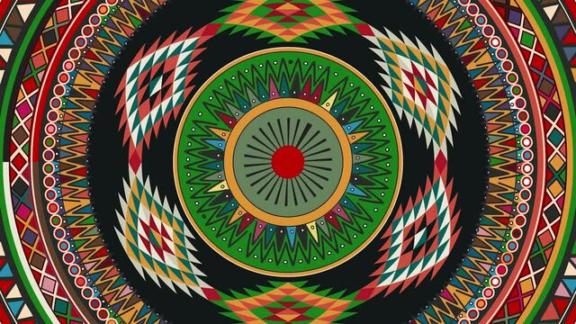 Decorative rotating Aztec icon in endless loop