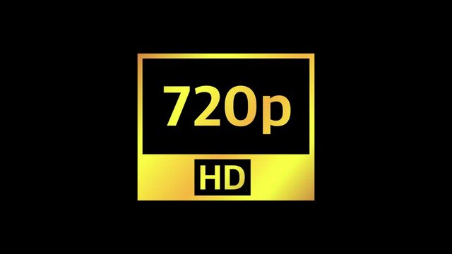 4K UHD, Quad HD, Full HD and HD resolution presentation nameplates of gold gradient color on black background. TV symbols and icons. Motion graphic.