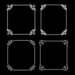 Set of decorative frames Elegant vector element for design in Eastern style, place for text. Floral black and white borders. Lace illustration for invitations and greeting cards.