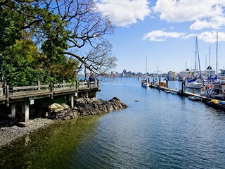 Seaside walk in West Bat area of Victoria BC, Songhees neighborhood