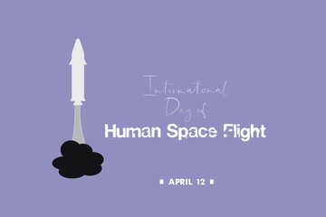 International day of Human Space Flight vector background design.  Spaceship vector illustration on blue background .  