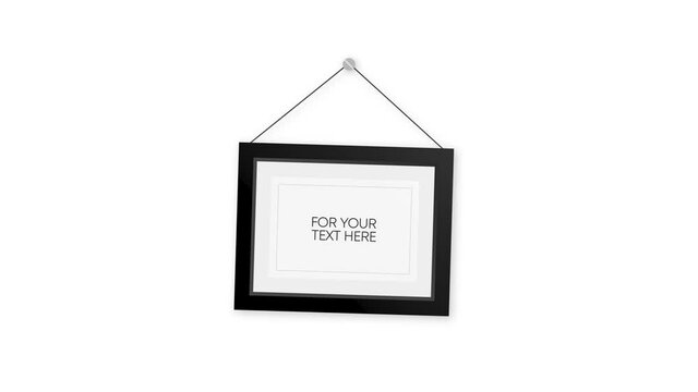 Realistic picture frame isolated on white brick background. For your text here. Motion graphic.