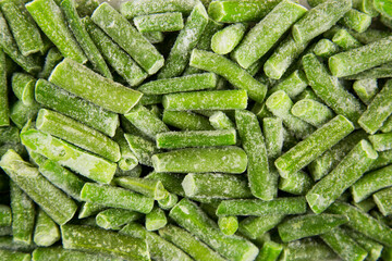 Quick-frozen green string beans, useful products, vitamins.