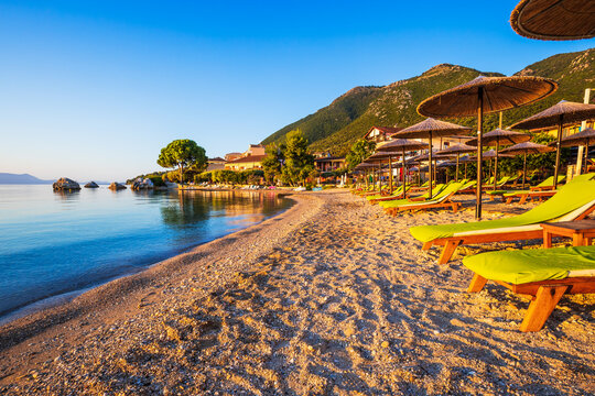 Lefkada, Greece. Nikiana beach at sunrise, Ionian sea.