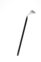 Black pencil on a white background. To draw with a pencil. Free space for inscriptions. Concept.