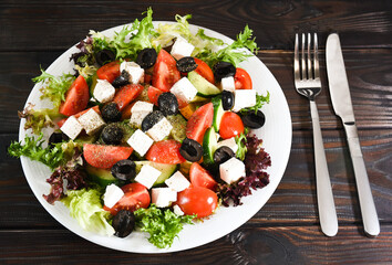 Greek salad with fresh vegetables